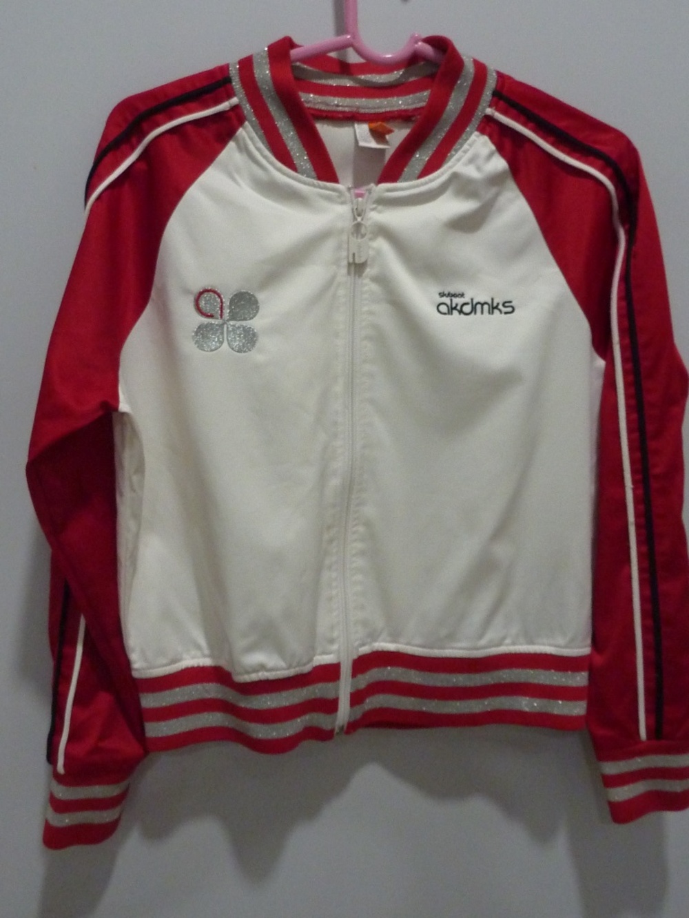 Y2K Vintage AKADEMIKS Jacket Women’s WHITE/ RED SIZE L Zipper